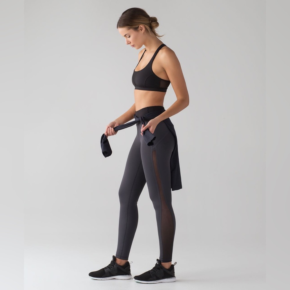Lululemon Athletica Blue Tied/Black Gray Smooth Stride Tight Leggings size 6 - Picture 2 of 16